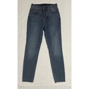 J. Crew High Rise Skinny Jeans Women's 25 TAG 26 Button Fly Blue Raw Hem